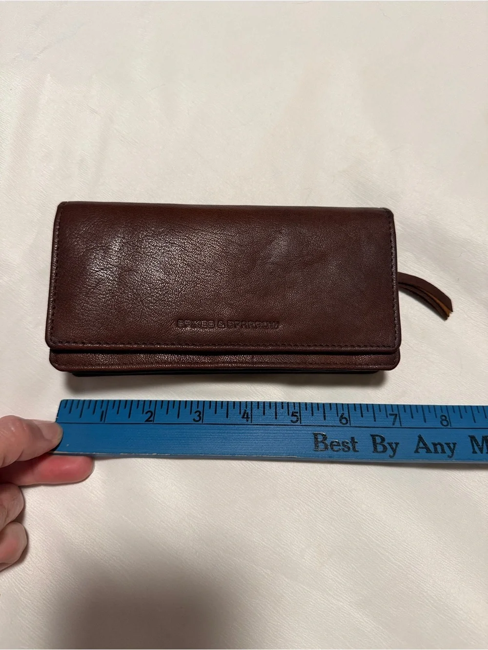 Spikes & Sparrow Genuine Leather Brown Foldover Wallet Clutch Wristlet